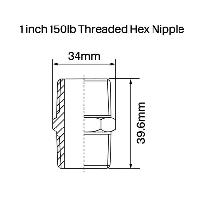 Threaded Hex Nipple 150lb Stainless Steel 316