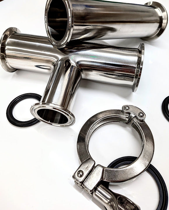 316 Stainless Steel Tri‑Clamp Reducing Tee – 2" to 1.5"